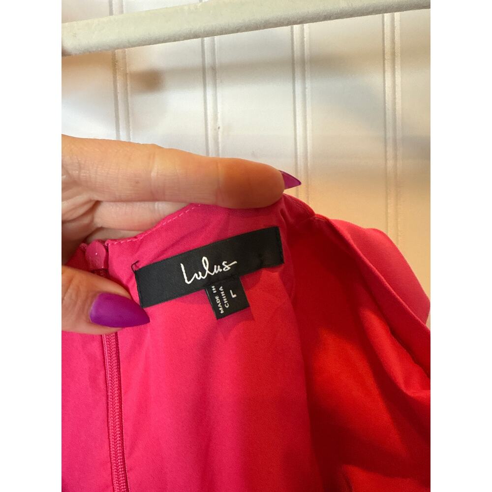 Lulus Your Sweetie Fuchsia Tie-Strap Mini Dress Pink Party Night Out Bow Large - Picture 5 of 6